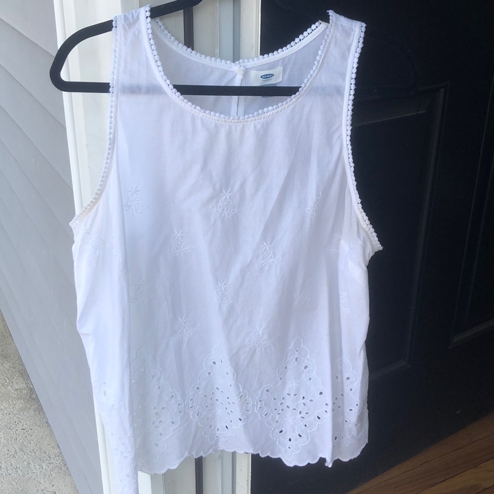 White eyelet tank